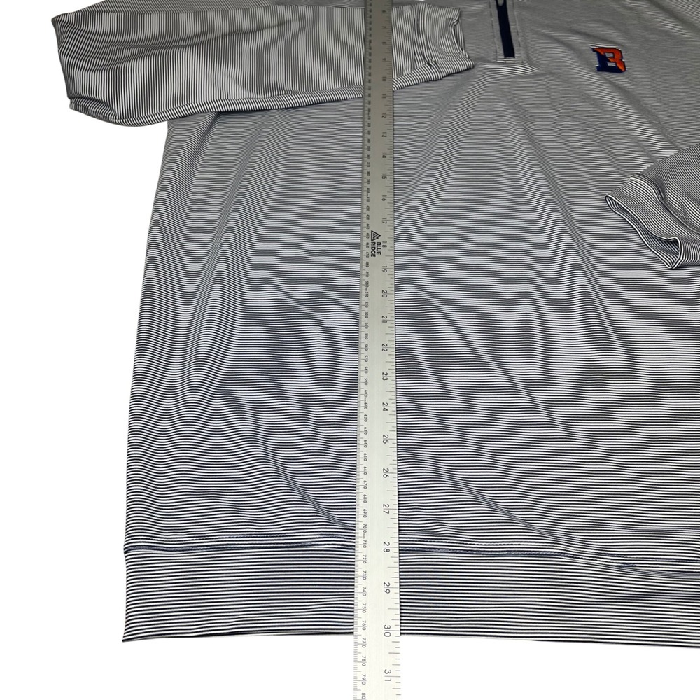 Peter Millar Quarter Zip Pullover Mens XXL Navy White Striped Performance B Logo - Picture 6 of 9